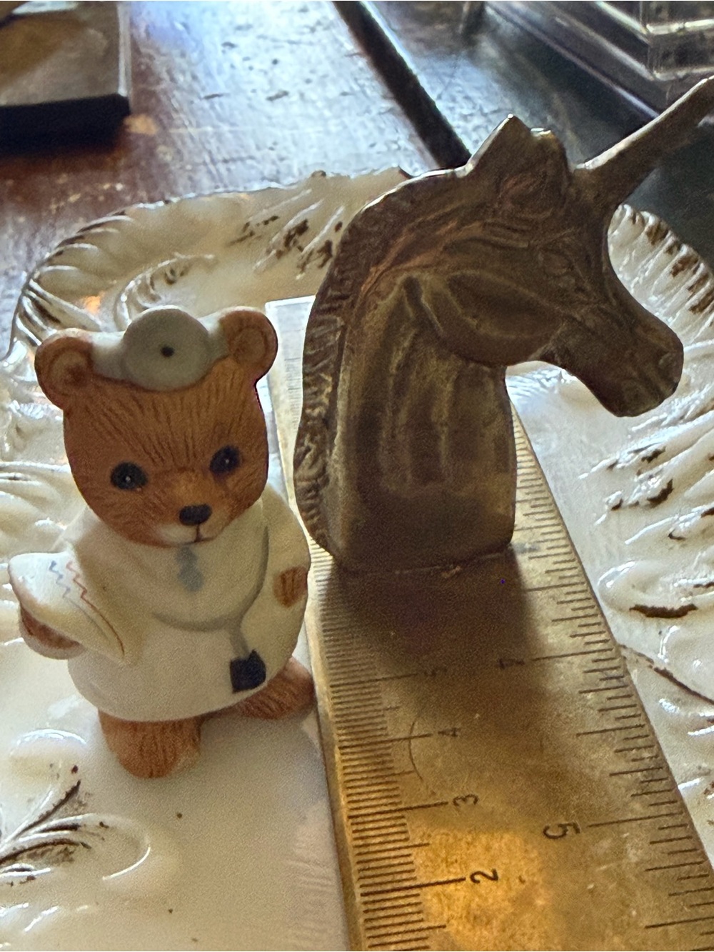 Vintage Porcelain Homco Doctor Medical Career Bear ~ 2” Figurine
